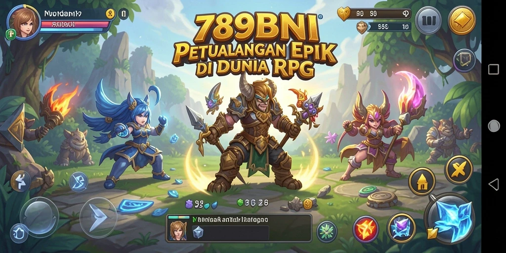 Screenshot gameplay RPG 789BNI yang menunjukkan pertarungan dengan monster.