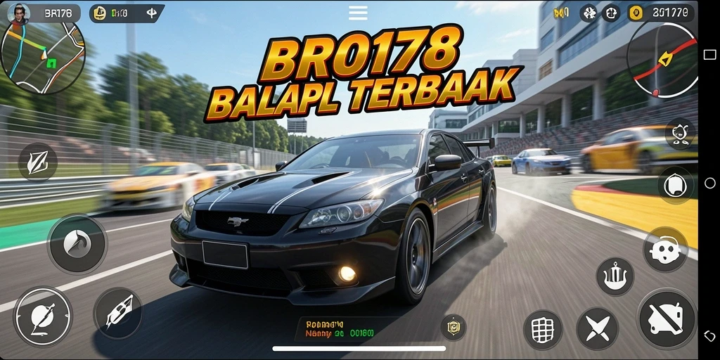 Gameplay menegangkan dari BRO178 dalam aksi balapan mobil.