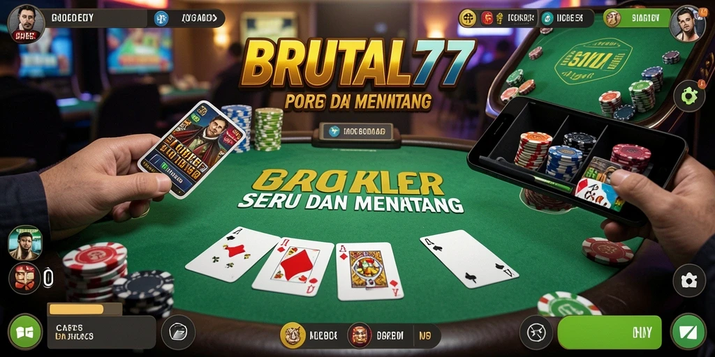 Tampilan menarik dari gameplay Poker di BRUTAL77.