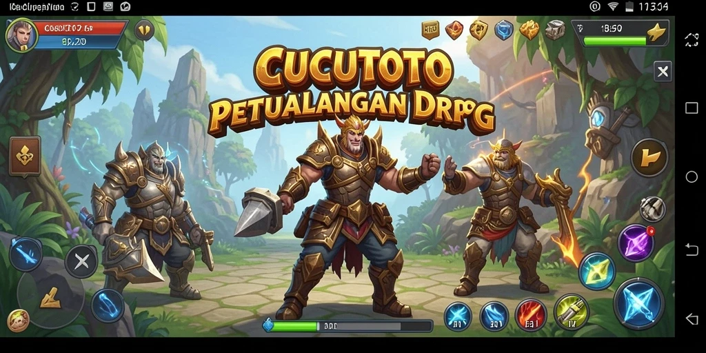 Screenshot gameplay CUCUTOTO menampilkan pertempuran epik dan karakter yang berani.