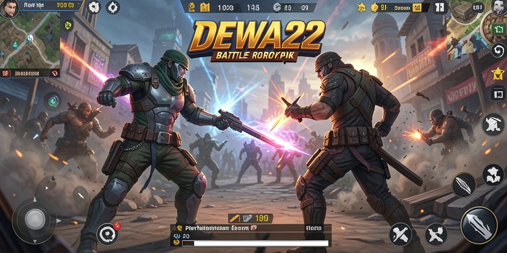 Tangkapan layar utama gameplay DEWA22 dengan pertarungan Battle Royale yang mendebarkan.
