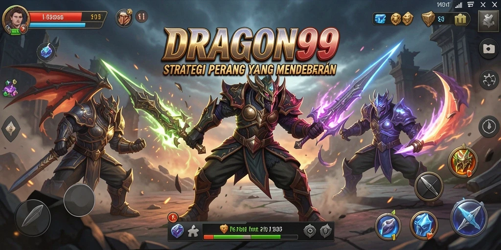 Screenshot gameplay <strong>DRAGON99</strong> menampilkan aksi pertempuran strategis yang mendebarkan.
