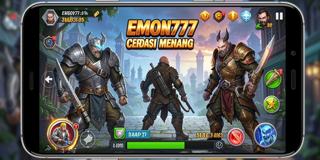 Screenshot gameplay EMON777 yang menunjukkan taktik dan pertempuran menarik.