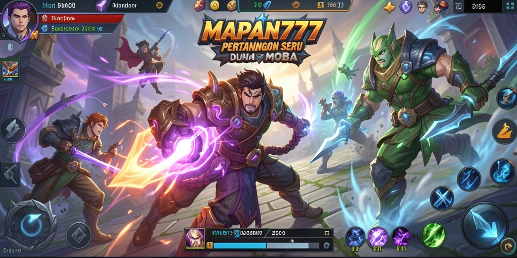 Tampilan penuh aksi gameplay MOBA yang mendebarkan di MAPAN777.