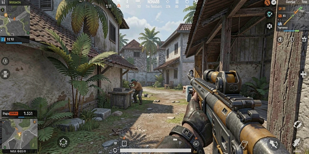 Screenshot NONA88 memperlihatkan aksi tembak-menembak yang seru.