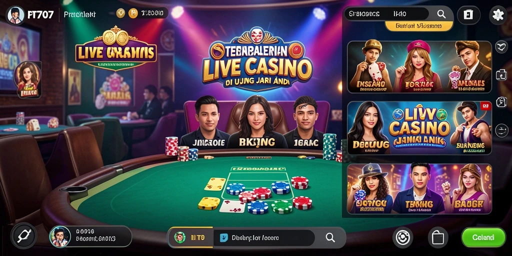 Screenshot gameplay Live Casino PT707 yang menampilkan dealer profesional.