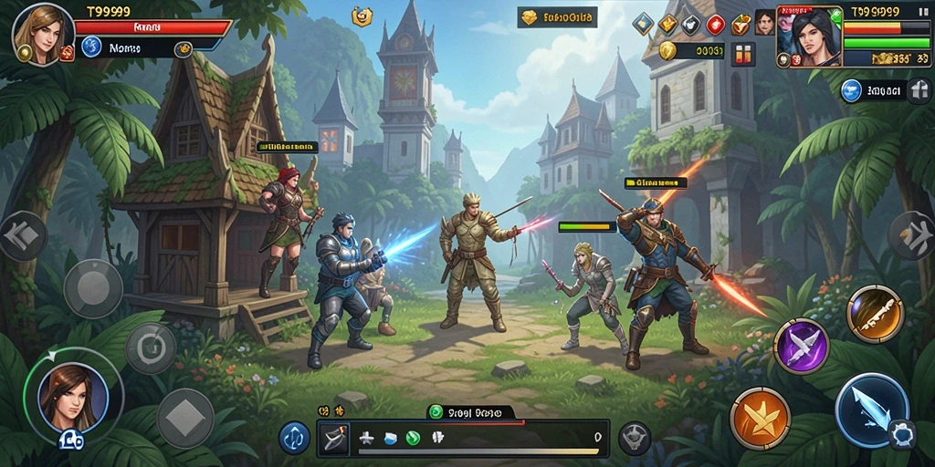 Tampilan gameplay T9999 dengan berbagai unit strategi beraksi.
