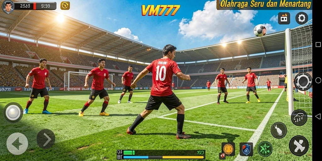 Screenshot utama VM777 menampilkan aksi seru dalam game olahraga.